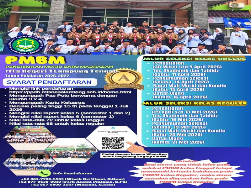 Persyaratan PMBM Kelas Reguler Tahun Ajaran 2026-2027